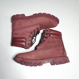 Timberland burgundy waterproof suede boots